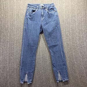 Good American Good Legs Jeans Womens 6 28 Blue Ankle Slit Skinny Stretch Denim